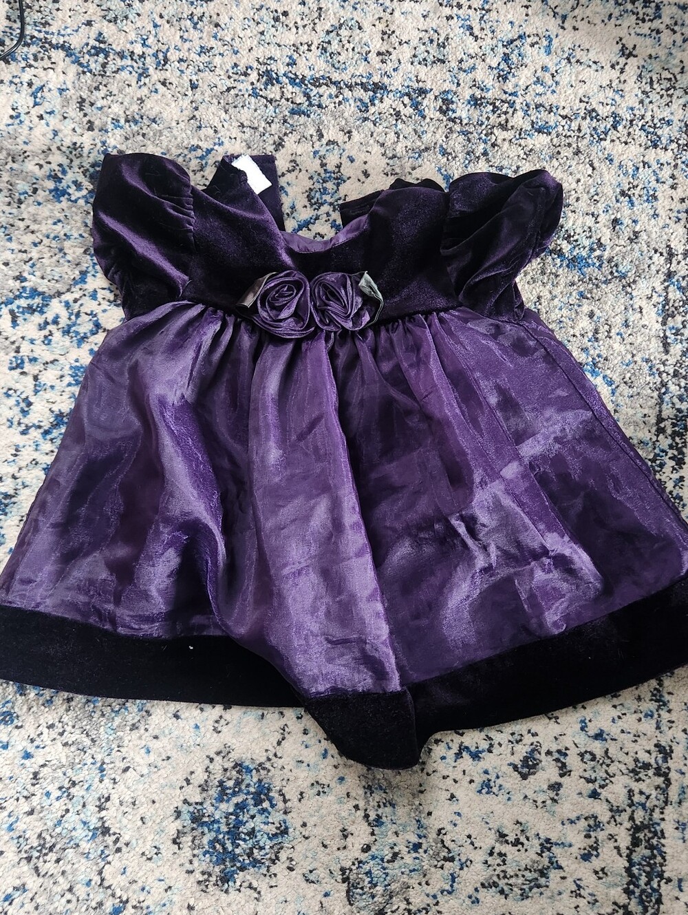 Bonnie Jean Purple Velvet and Organza Rosette Dress